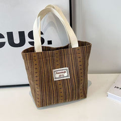 Embroidered Corduroy Tote Bag