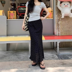 Polka Dot Print Maxi Skirt