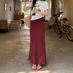 Polka Dot Print Maxi Skirt