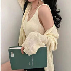 Solid Color Knitted Two-piece Set