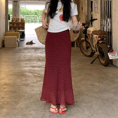 Polka Dot Print Maxi Skirt