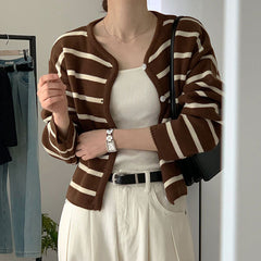 Old money Striped Cardigan