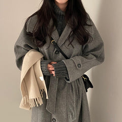 Vintage Suit Collar Wool Maxi Coat