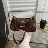 Textured Buckled Pu Leather Bag