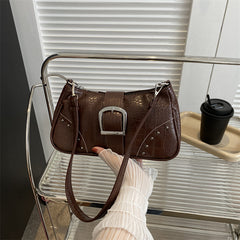 Textured Buckled Pu Leather Bag