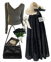 OOTD: Long Sleeve Tee + Maxi Skirt + Coquette Shoulder Bag