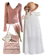 OOTD: Long Sleeve Tee + Vintage Maxi Skirt + Coquette Shoulder Bag