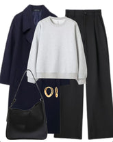 OOTD: Oversized Coat + Oversized Sweatshirt + Wide Leg Trousers + Shoulder Bag