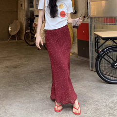 Polka Dot Print Maxi Skirt