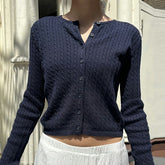 Round Neck Cable Knit Cropped Cardigan
