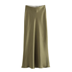 Silk Satin High Waist Maxi Skirt