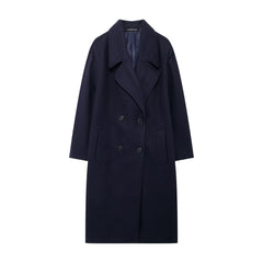 Solid Color Double Breasted Lapel Oversized Coat