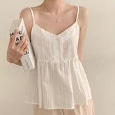 Solid Color Lace Trim V-Neck Cami Top