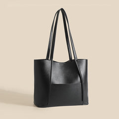 Solid Color Large Capacity Pu Leather Tote Bag
