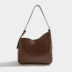 Solid Color Pu Leather Shoulder Bag