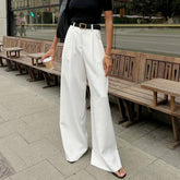 Solid Wide Leg Pants Without Belt