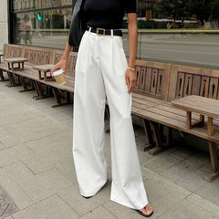 Solid Wide Leg Pants Without Belt