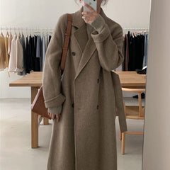 Suit Collar Double Breasted Maxi Coat