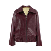 Vintage Biker Pu Leather Zip Up Jacket