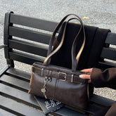 Vintage Buckled Key Pu Leather Shoulder Bag