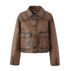 Vintage Retro Pu Leather Jacket