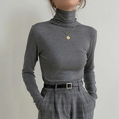 Vintage Turtleneck Slim Knitted Tee