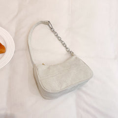 Solid Color Corduroy Shoulder Bag