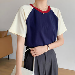 Solid Color Raglan Short Sleeve Tee
