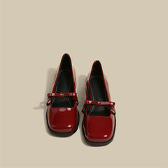 Chunky Heel French Mary Jane Shoes