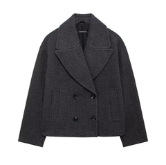 Double Breasted Button Wool Coat