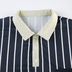 Vintage Polo Collar Striped Oversized Sweater