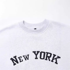 Embroidered Letter Round Neck Pullover Sweatshirt