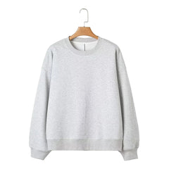 Solid Color Round Neck Oversized Sweatshirt