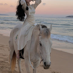 Women's Design Sense Long Sleeve Satin Dress