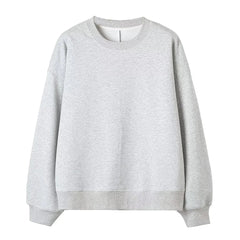 Solid Color Round Neck Oversized Sweatshirt