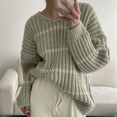 Vintage Striped Rib Oversized Sweater