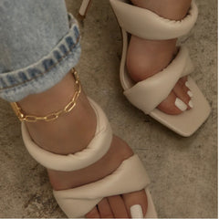Square Toe Stiletto Heel Sandals