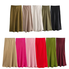 Silk Satin High Waist Maxi Skirt