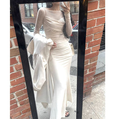 French Ruched Prom Maxi Dress