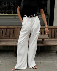 Solid Wide Leg Pants Without Belt