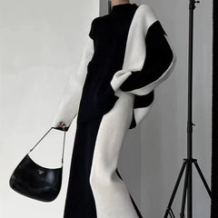 Turtleneck Long-sleeve Knitted Top Two-piece Set