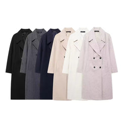 Solid Color Double Breasted Lapel Oversized Coat