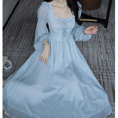 Square Collar Fairy Maxi Dress