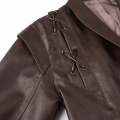 Vintage Lace-up Pu Leather Jacket