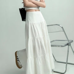 Aesthetic Umbrella White Maxi Skirt