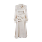 Women's Design Sense Long Sleeve Satin Dress