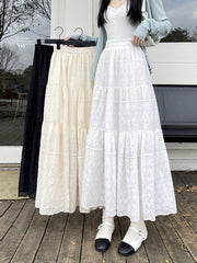 Fairy Elastic Waist Lace Umbrella Maxi Skirt