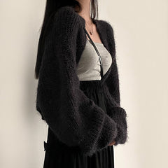 Knitted Fuzzy Oversized Cardigan