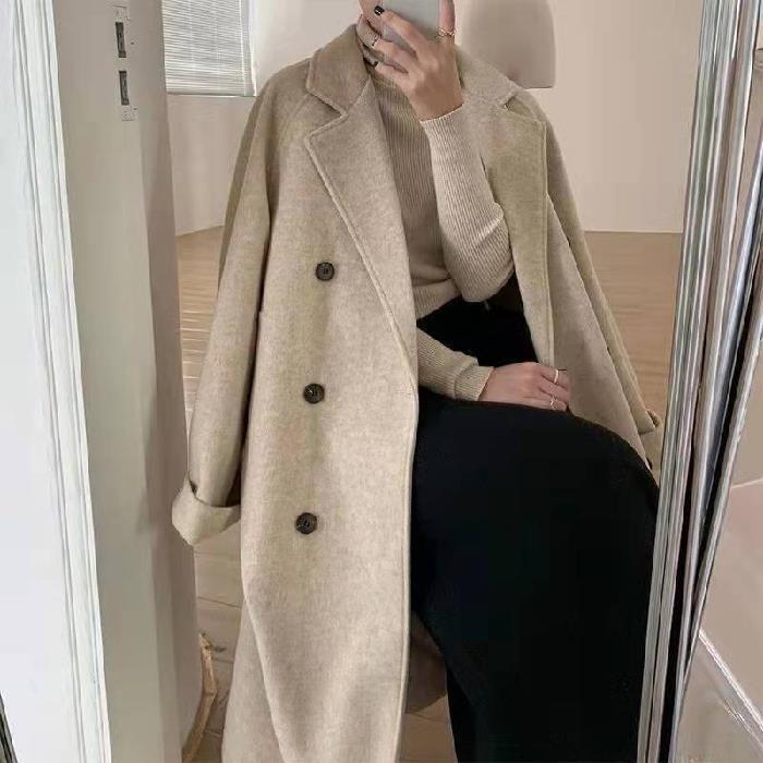 Double Breasted Wool Mid Length Coat