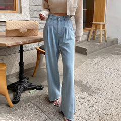 Vintage Washed Straight Wide Leg Jeans